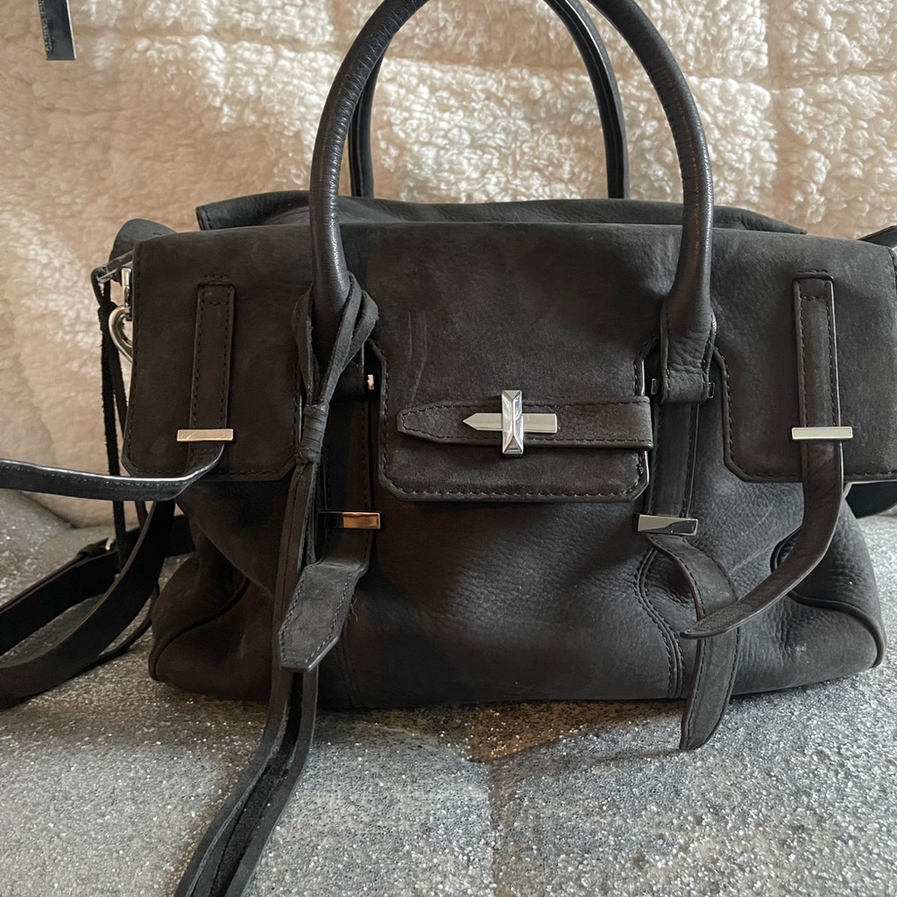 Rebecca Minkoff large black nubuck leather over the shoulder large bag
